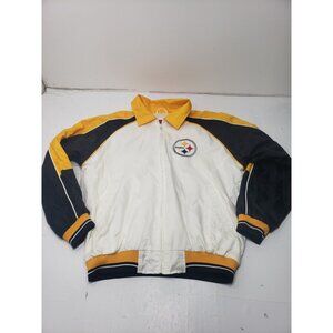NFL Pittsburgh Steelers Size Large Zip Up Track Jacket White Black Yellow
